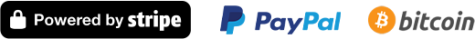 Powered by Stripe, Paypal and Bitcoin